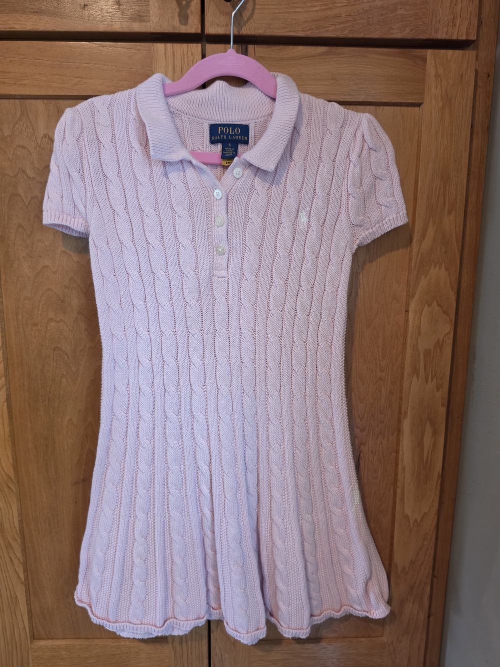 Polo by Ralph Lauren Light Pink Cable-Knit Polo Dress